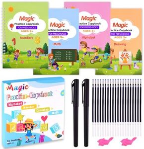 Morcheiong Juego de Cuaderno de Práctica Mágica Reutilizable Para niños, 4 Libro de Práctica de Escritura a Mano Acanalada Para Preescolares