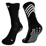 Anti-slip Football Sock Men Women Grip Sock Non-slip Sports Trainning Sock Soccer Rugby Black L 1P