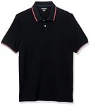 Amazon Essentials Men's Slim-Fit Cotton Pique Polo Shirt, Black Thin Stripe, M