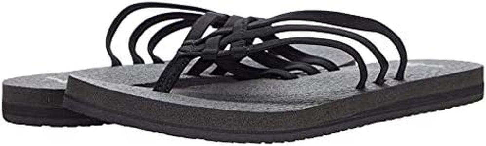 Sanuk Women's Yoga Sandy Flip-Flop, Black, 6