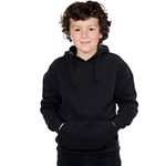 Missmister Unisex BOYS GIRLS Hoodies for Plain Kids Fleece Pullover Hoodie Jumper Clothes Hooded Sweatshirt Casual School Wear Top (Black, 11-12 Years)