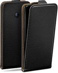 MoEx Magnetic Flip Case compatible with Nokia Lumia 630/635 | 360° protection faux leather, Black