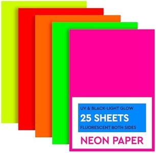 25 Sheets Neon Paper - Glow In The Dark Papers Neon Cardstock DIY Dance Floor Fluorescent Black Light UV Reactive - Neon Party Decorations Cardstock Colored Paper Neon Birthday Party Sheets 5 Colors