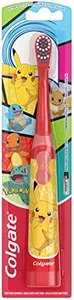 Colgate Kids Battery Powered Toothbrush, Kids Battery Toothbrush with Included AA Battery, Extra Soft Bristles, Flat-Laying Handle to Prevent Rolling, Pokemon Toothbrush, 1 Pack (Style May Vary)