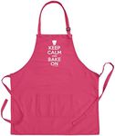 Keep Calm and Bake On Funny Apron for Kitchen Baker Baking Two Pocket Apron for Women and Men Heliconia [PPP]