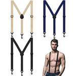 Panitay 3 Pcs Suspenders for Men Under Clothing Hidden Suspenders Swivel Hook Heavy Duty Airport Friendly Suspenders Women, Colors/Black, Beige, Navy, one size/about 47 x 1 inch