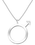 MANZHEN Stainless Steel Male Mens Symbol Pendant Necklace, Stainless Steel, No Gemstone