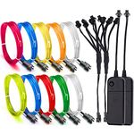 Aria EL Wire Neon Lights Kit 2 Pack 8 Colors with Battery Box for Parties, Blacklight Run, Easter, Halloween DIY Decoration, 5 by 1-Meter, Red Blue Green Pink White Lemon Green Yellow Orange (RGB)