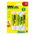 UHU stic, Glue Stick Solvent Free, Washable, Screw on Cap, for School, Crafts, Scrapbooking 3 X 21G + Bonus 8.2G (9U50135)