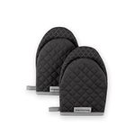 KitchenAid Asteroid Mini Cotton Oven Mitts with Silicone Grip, Black