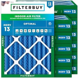 Filterbuy 22x24x4 Air Filter MERV 13 Smoke & Allergy Defense (12-Pack)