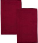 Hawmam Linen Burgundy Bath Mats, 21 x 34 inches, Pack of 2-100% Ring Spun Cotton,[Not a Bathroom Rug] Banded Design, Highly Absorbent, Machine Washable for Bathroom Floor Towel