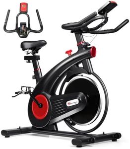 PowerMax Fitness® Steel B-S2 Exercise Spin Bike with 14 Kg Flywheel, Adjustable Resistance, LCD Monitor and Heart Rate Sensor for Fitness at Home; Home Workouts (Max Weight Capacity: 140 kg) Black