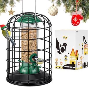 iBorn Squirrel Proof Bird Feeders – Hanging Wild Bird Feeder for Mix Seed Blends, Sunflower Heart, Heavy Duty All Metal Anti-UV Finishing, 8 Inch Green BirdFeeder, for Bird Lovers