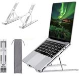 Promo 6 Angles Adjustable Aluminum Ergonomic Foldable Portable Tabletop Laptop/Desktop Riser Stand Holder Compatible for MacBook, HP, Dell, Lenovo & All Other Notebook (Silver)