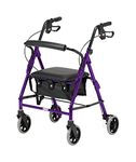 Days Lightweight Folding Four Wheel Rollator Walker with Padded Seat, Lockable Brakes, Ergonomic Handles, and Carry Bag, Limited Mobility Aid, Purple, X-Small, (Eligible for VAT relief in the UK)