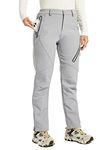 Willit Women's Ski Snow Pants Fleece Lined Hiking Pants Water Resistant Warm Winter Pants Cold Weather Insulated Light Grey L