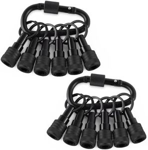 Bit Holder Key Chain 12 Pcs Set, 1/4 inch Socket Hex Shank Bit Holders Keychain for Impact Drills Nut Driver, Quick Release Screwdriver Extension Tool with Carabiner, Tools Gifts for Men (Black)