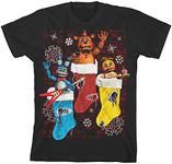 Five Nights at Freddy’s Christmas Characters Boy’s Black Short Sleeve Tee -Large