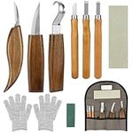 10 in 1 Woodworking Kit, Whittling Kit, Wood Carving Tools Set, Wood Carving Tools Gift, Include Carving Knives, Anti-Cut Gloves, Polishing Strap and Oli Wax, Woodworking Kit for Beginners Kids Adults