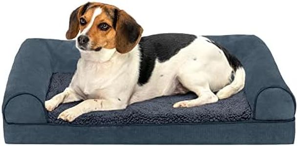Furhaven Medium Orthopedic Dog Bed Sherpa & Chenille Sofa-Style w/Removable Washable Cover - Orion Blue, Medium