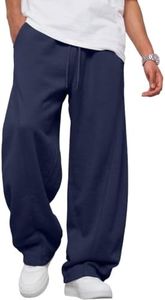 EFAN Mens Wide Leg Sweatpants Fleece Lined Baggy Pants NavyBlue XL