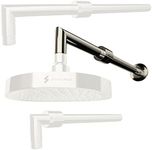 SparkPod 11 Inch Expandable Shower Arm with Flange - Solid Stainless Steel Shower Head Extension Arm, Wall-Mounted - Extends up to 18" - Plumber's Tape Included (Expandable, Brushed Nickel)