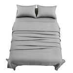 Mooreeke Bamboo Draps King Sheets, Cooling Bed Sheets Rayon Derived from Bamboo, Grey Breathable & Soft Bed Sheets