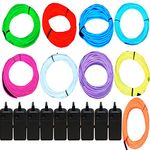 JYtrend 9 Pack 9ft Neon Light El Wire w/Battery Pack (Blue, Green, Red, White, Orange, Purple, Pink, Yellow, Aqua)