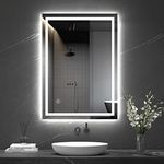 Dripex Bathroom Mirror with LED Lights, 500 * 700 MM Illuminated Bathroom Mirror Wall Mounted Vanity Mirror, Bathroom Light Mirror with Demister Pad, Horizontal/Vertical