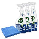 Direct Mart Cif Cleanboost Power & Shine Bathroom Spray Pack of 3 x 700 ml | 100% Soap Scum & Limescale Removal for Multi-Surface with Multipurpose Assorted Microfibre Cloth