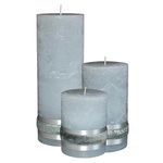 Badidi - Grey Candles - Home Decor - Living Room Decoration - Large Set of Grey Pillar Candles - 3 x Pillar Candle - Size 9, 12.5, 19cm high, 7cm Diameter