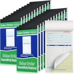 Lincia 24 Pads Pads Sales Order Book 2 Part Carbonless (White/Canary Yellow) Receipt Books with Carbon Copies Cover Receipt Form Invoice 50 Sets Per Book (4.18 x 7.2 Inch/ 10.6 x 18.3 Cm)