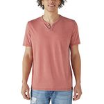 Lucky Brand Men's Venice Burnout Notch Neck Tee Shirt, Cowhide, X-Large