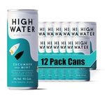 High Water Cucumber & Mint Hard Seltzer | Premium Alcoholic Sparkling Water | 5% ABV | Hard Seltzer | Low-Sugar | Vegan | Gluten-Free Beverage | 12 x 250ml Cans