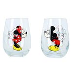 Disney Kissing Mickey and Minnie Mouse Couples Stemless Glasses, Set of 2