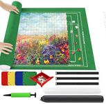 Ainiv Puzzle Roll Jigsaw Storage Felt Mat, Jigsaw Puzzle Roll Mat, Portable Puzzle Roll Up Storage Mat with Auxiliary Lines for up to 2000 Pcs, Foldable Puzzle Storage Felt Pad with Inflatable Pump