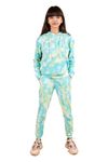 Tweeny Mini Kids Girls Cotton Terry Tie Dye Hoodie Sweatshirts | Joggers Set | Co-ord Set | Tracksuit Combo Set Full Sleeves for Winter Wear (4-5 Years, Lemon Green)