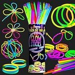 Premium Glow Sticks Party Pack-205 Pcs- Eye Glasses Kit-Trio Connectors to Make Neon Bracelets-Necklaces- Flower and Glow Balls for Party Supplies-Multi Coloured