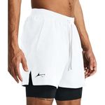 PROSHARX 2 in 1 Active Dual Shorts with Inner Tights Layer | Men's Double Layer Short for Running, Gym & Sports (XXL, White)