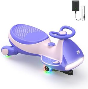 FanttikRide 12V N7 Pro Electric Wiggle Car with Pedal, Rechargeable Battery, CyberWiggle, 2 in 1 Swing Car, 2 Speed, Anti-Rollover, Flashing Wheels, Bluetooth, for Ages 3 and Up, 150 Lbs, Pink