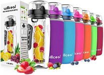 Willceal Fruit Infuser Water Bottle 32oz Durable, Large - BPA Free Tritan, Flip Lid, Leak Proof Design - Sports, Camping, Black