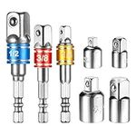 EVANCE Impact Adapter and Reducer Set Extenson Set Drill into High Speed Nut Drill, 1/4", 1/2", 3/8 Socket Adapter and 4pcs 1/4 to 3/8 x 3/8 to 1/4 Inch – 3/8 to 1/2 – 1/2 to 3/8 (Sliver)