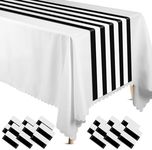 Peryiter 12 Pcs Black and White Table Runner Plastic Striped Table Runner Elegant Classic Disposable Table Decoration for Wedding Birthday Party Supplies Indoor Outdoor Dinner Banquet, 14 x 108''