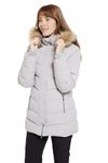 Mountain Warehouse Isla II Womens Down Jacket - Faux Fur Trim Hood Light Beige Womens Size 14 US