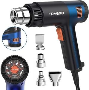 TDAGRO Heat Gun for crafting 1800W, 122℉~1202℉ Variable Temperature Control with 2-Temp Settings 4 Nozzles, 1.5s Fast Heating Blue Heat Gun for Resin, Shrink PVC Tubing/Wrapping/Crafts and Vinyl Wrap