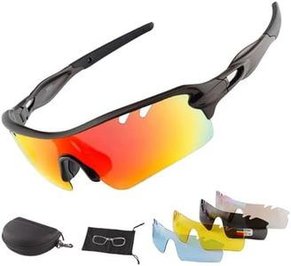 AVOWB.T.Q Polarized Cycling Sunglasses Men Women Sport Glasses with 5 Interchangeable Lenses Cycling Glasses for Bycling Running Hiking Baseball Running Glasses Casual Sports and Activities (Gray)