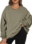 Eytino Women Plus Size Sweatshirts Ladies Long Sleeve Crew Neck Oversized 2024 Casual Pullover Tops Workout Drop Shoulder Textured Tunic Tshirts for Leggings,3X Green