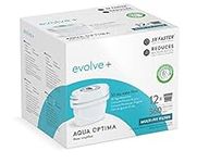 Aqua Optima Water Filter Cartridges, Evolve+ 12 Pack, Fits Brita Maxtra+ and PerfectFit Jugs, 5 Stage Filtration System Reduces Chlorine, Limescale & Other Impurities, 12 Months Supply