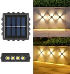 PARSPAR Solar Wall Light UP and Down Wall Sconce Lamp for Exterior Wall Garden, Solar Deck Lights Outdoor Waterproof 16 LED Light Garden Step Stairs Fence Lamp Modern Style Garden Light (1 Pcs)